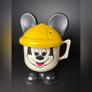 Vintage Mickey Mouse Mug Cup w/ Hat Lid & Ears Walt Disney Productions